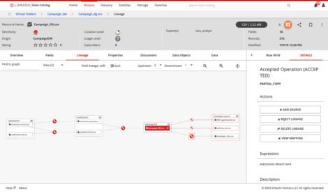 Fig 03 - Tracking data lineage with the Lumada Data Catalog